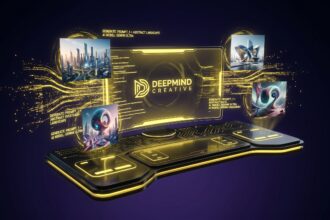 Quantum computing 2026 — futuristic qubit processor with blue neon glow