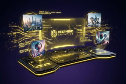 Quantum computing 2026 — futuristic qubit processor with blue neon glow